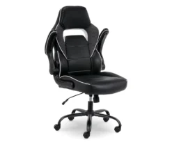 White & Black Faux Leather Gaming Chair -Walker Edison Shop 810618952 A0 9