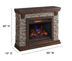50" Madison Pine & Faux Stone Electric Fireplace -Walker Edison Shop 810620258 A6