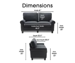 Copenhagen Charcoal Loveseat 15 Copenhagen Charcoal Loveseat -Walker Edison Shop 810659173 A0 5