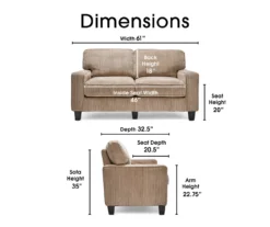 Palisades Beige Loveseat -Walker Edison Shop 810659206 A0 5
