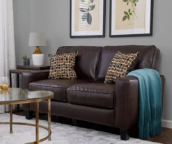 Palisades Chestnut Bonded Leather Loveseat -Walker Edison Shop 810659212 A0 3