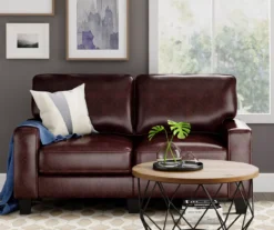 Palisades Chestnut Bonded Leather Loveseat -Walker Edison Shop 810659212 A0 4