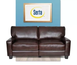 Serta Palisades Chestnut Bonded Leather Sofa -Walker Edison Shop 810659214 A0 2