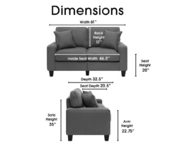 Palisades Dark Gray Loveseat 22 Palisades Dark Gray Loveseat -Walker Edison Shop 810659231 A0 5