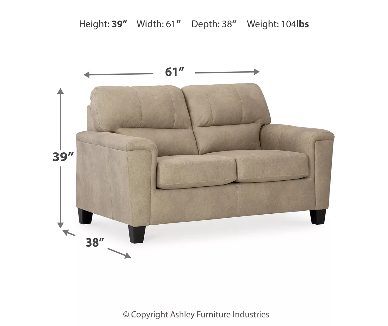 Tishen Pebble Sand Faux Leather Loveseat 7 Tishen Pebble Sand Faux Leather Loveseat - Image 7