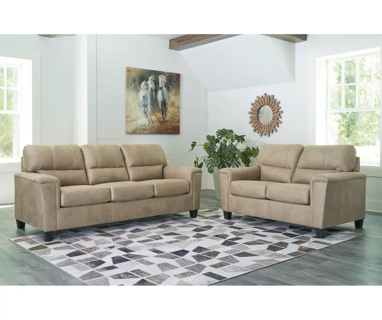 Tishen Pebble Sand Faux Leather Loveseat 3 Tishen Pebble Sand Faux Leather Loveseat - Image 3