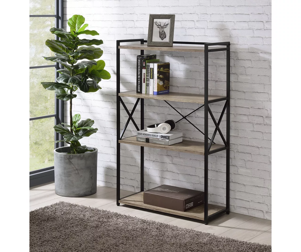 Corday Gray Wood 4-Shelf Open Bookcase 2 Corday Gray Wood 4-Shelf Open Bookcase - Image 2