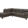 Signature Design By Ashley Navi Smoke Faux Leather Sleeper Sectional With Left-Facing Chaise