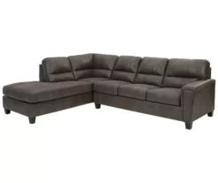 Signature Design By Ashley Navi Smoke Faux Leather Sleeper Sectional With Left-Facing Chaise