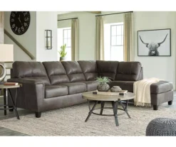 Signature Design By Ashley Navi Smoke Faux Leather Sleeper Sectional With Right-Facing Chaise -Walker Edison Shop combo760013 3
