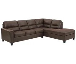 Signature Design By Ashley Navi Chestnut Faux Leather Sectional With Right-Facing Chaise