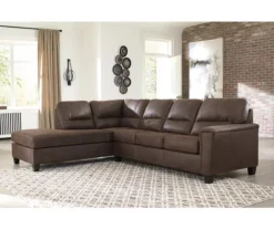 Signature Design By Ashley Navi Chestnut Faux Leather Sleeper Sectional With Left-Facing Chaise -Walker Edison Shop combo760016 2