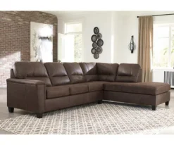 Signature Design By Ashley Navi Chestnut Faux Leather Sleeper Sectional With Right-Facing Chaise 7 Signature Design By Ashley Navi Chestnut Faux Leather Sleeper Sectional With Right-Facing Chaise -Walker Edison Shop combo760017 2