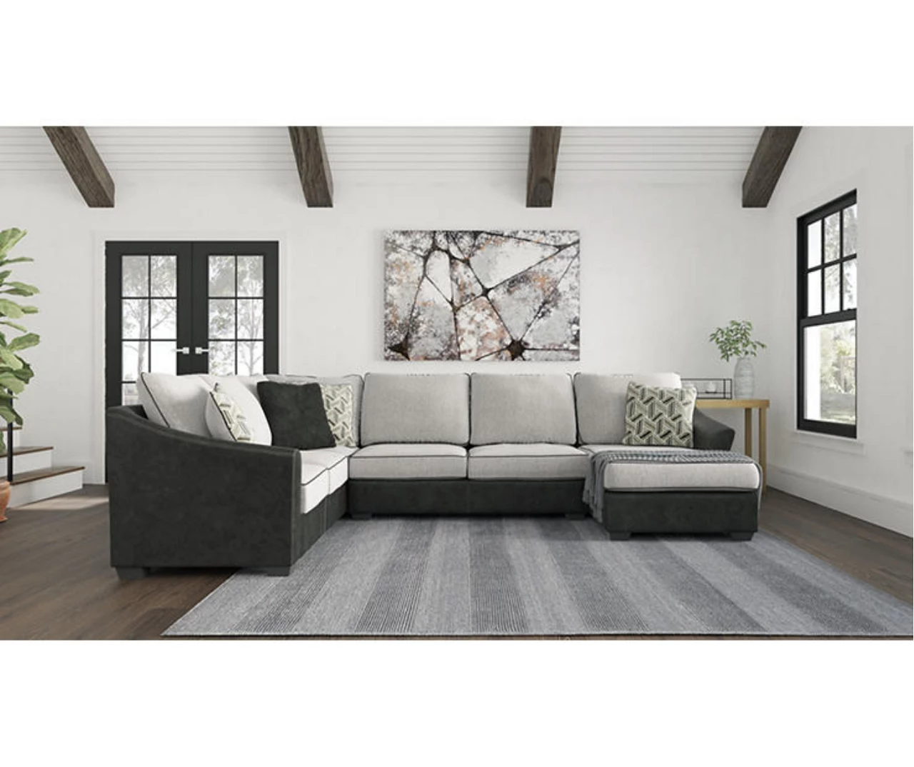Signature Design By Ashley Bilgray Gray Faux Leather 3-Piece Sectional With Right-Facing Chaise 1 Signature Design By Ashley Bilgray Gray Faux Leather 3-Piece Sectional With Right-Facing Chaise